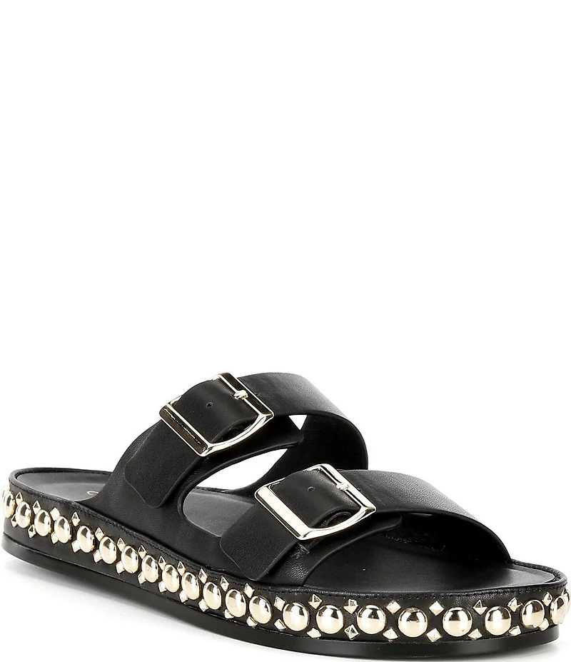 Cecelia New York Emma Studded Leather Double Banded Slide Sandals