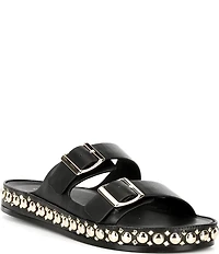 Cecelia New York Emma Studded Leather Double Banded Slide Sandals