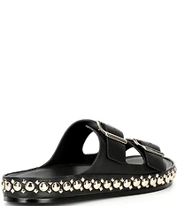 Cecelia New York Emma Studded Leather Double Banded Slide Sandals