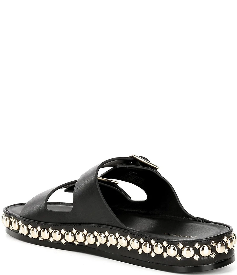 Cecelia New York Emma Studded Leather Double Banded Slide Sandals