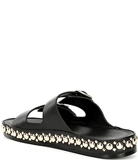 Cecelia New York Emma Studded Leather Double Banded Slide Sandals
