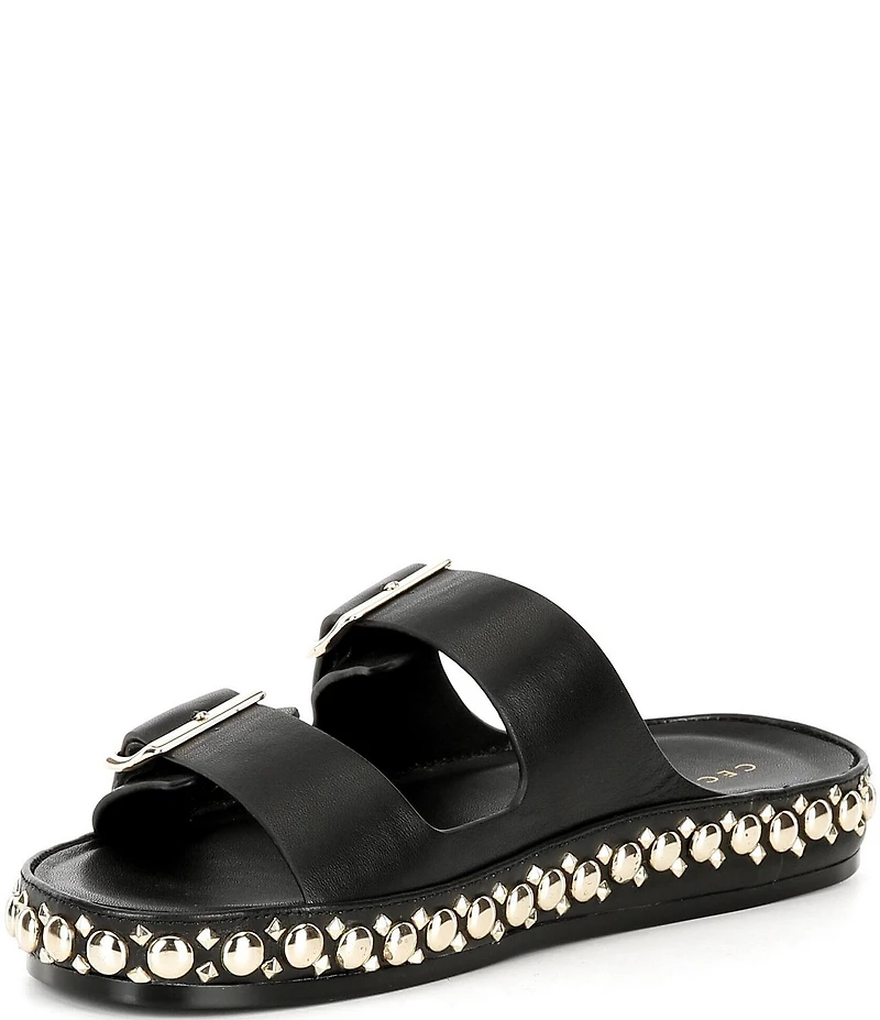 Cecelia New York Emma Studded Leather Double Banded Slide Sandals