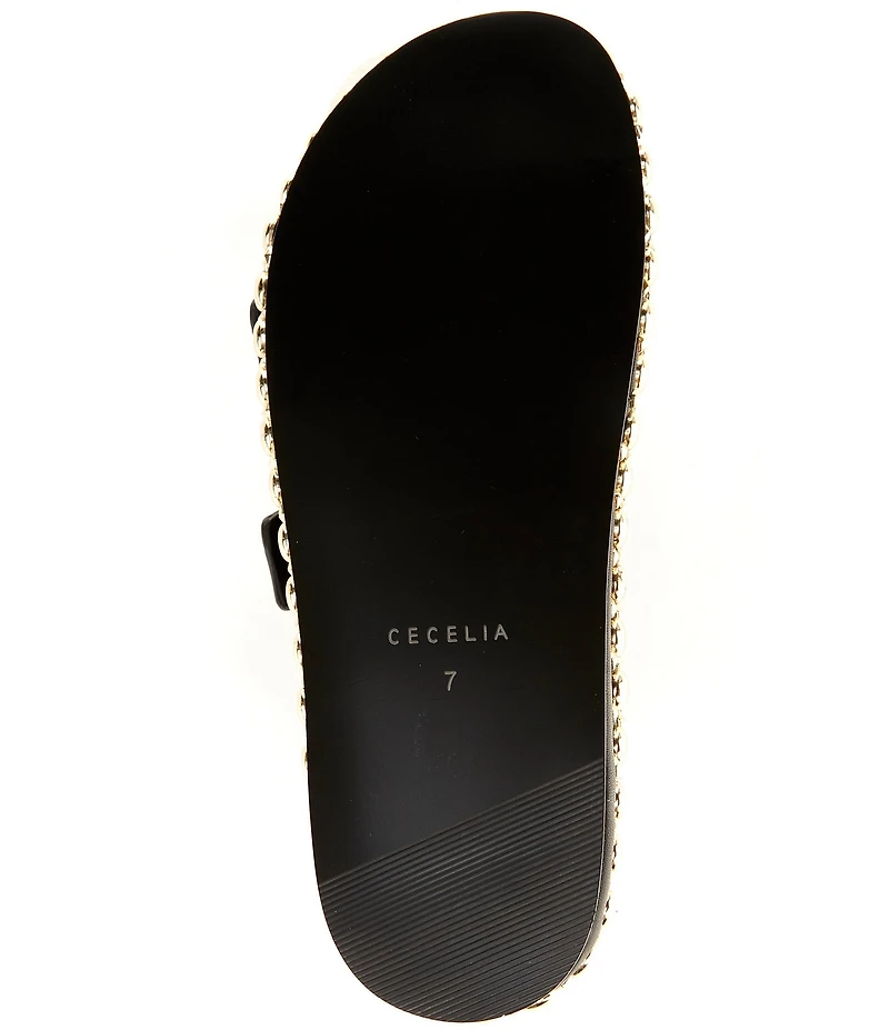Cecelia New York Emma Studded Leather Double Banded Slide Sandals