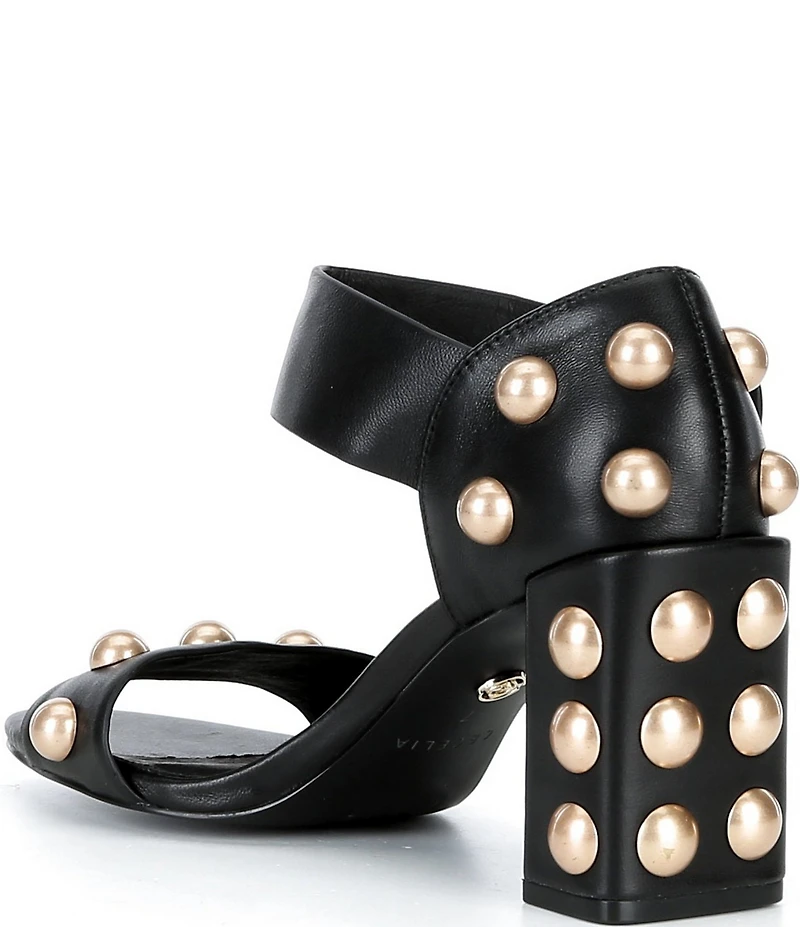 Cecelia New York Gail Leather Studded Block Heel Sandals