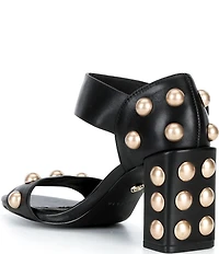 Cecelia New York Gail Leather Studded Block Heel Sandals