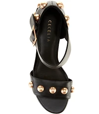 Cecelia New York Gail Leather Studded Block Heel Sandals