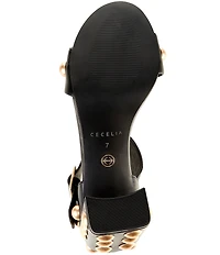 Cecelia New York Gail Leather Studded Block Heel Sandals