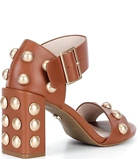 Cecelia New York Gail Leather Studded Block Heel Sandals