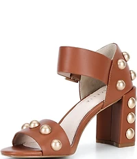 Cecelia New York Gail Leather Studded Block Heel Sandals