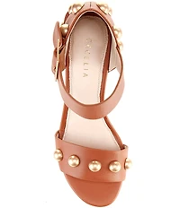 Cecelia New York Gail Leather Studded Block Heel Sandals