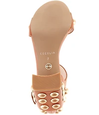 Cecelia New York Gail Leather Studded Block Heel Sandals