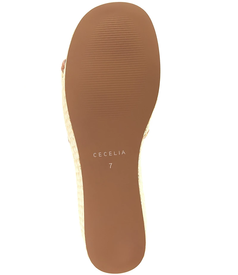 Cecelia New York Generous Raffia Platform Slide Wedge Sandals