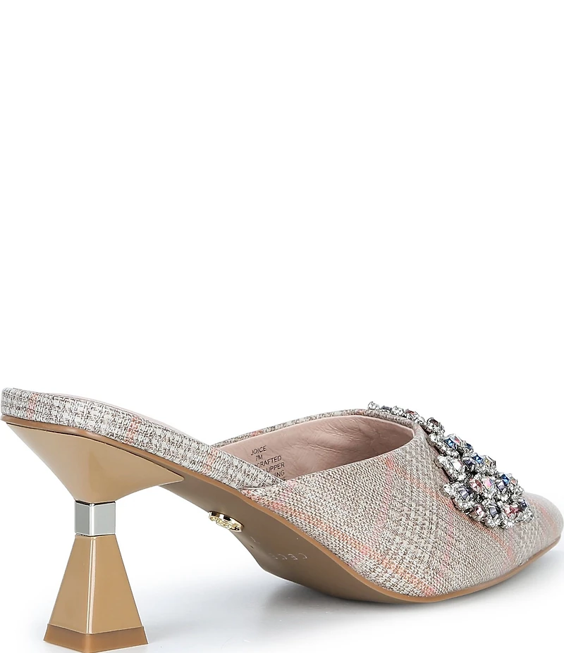 Cecelia New York Joice Embellished Plaid Stiletto Mules
