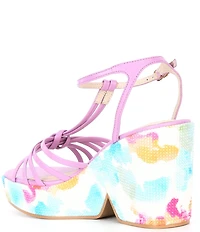 Cecelia New York Justine Leather Rhinestone Embellished Platform Wedge Sandals