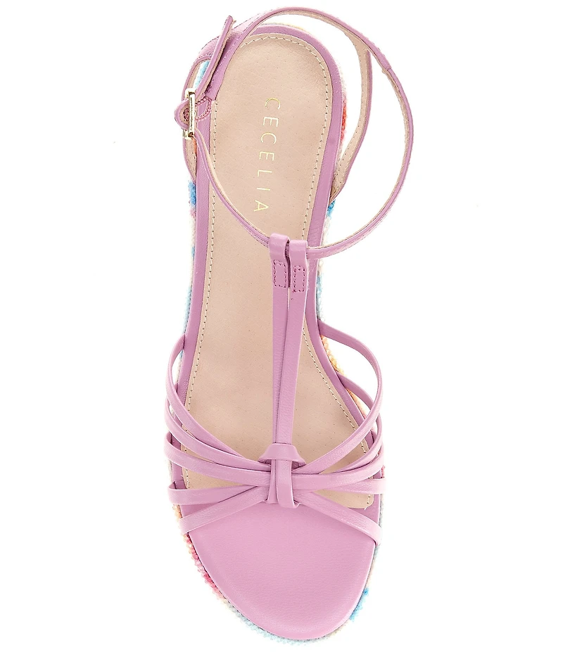 Cecelia New York Justine Leather Rhinestone Embellished Platform Wedge Sandals