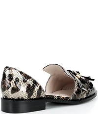 Cecelia New York Linear Leopard Print Patent Leather Tassel d'Orsay Flats