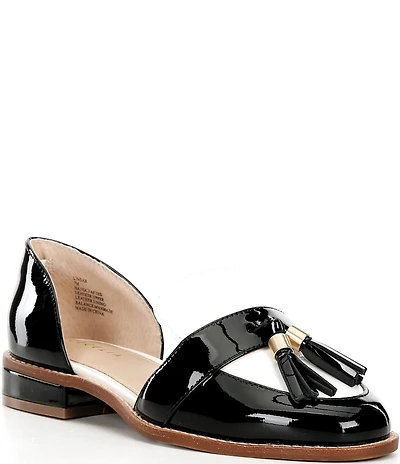 Cecelia New York Linear Patent Leather Tassel d'Orsay Flats