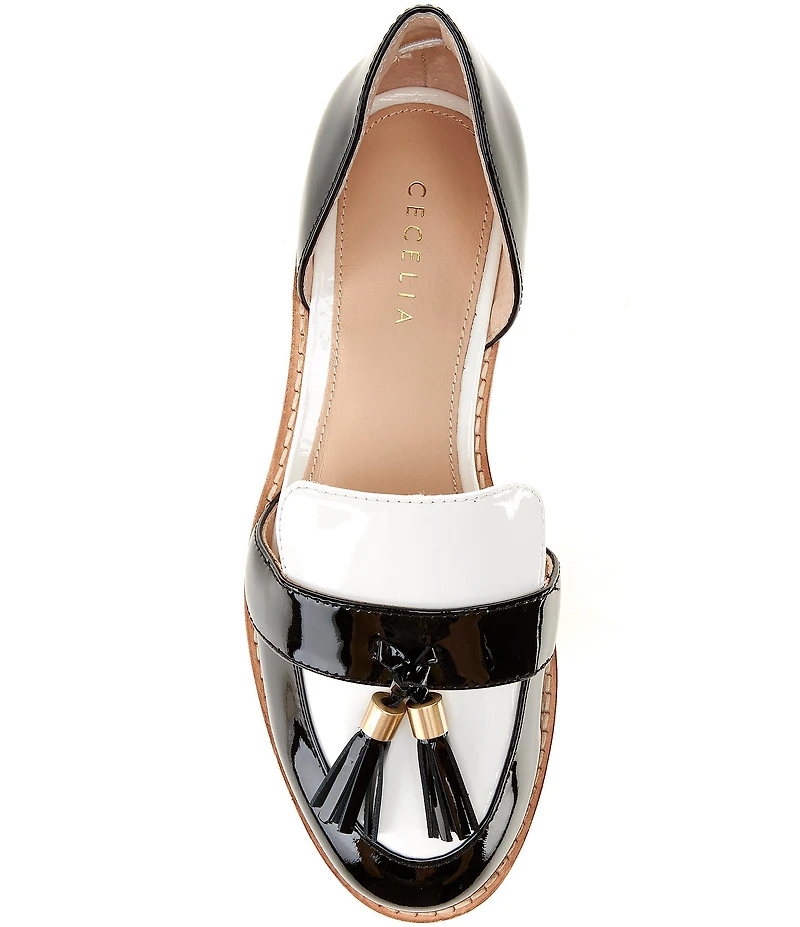 Cecelia New York Linear Patent Leather Tassel d'Orsay Flats
