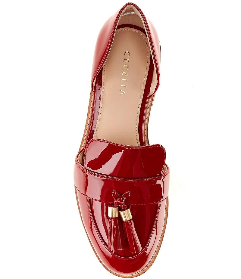 Cecelia New York Linear Patent Leather Tassel d'Orsay Flats