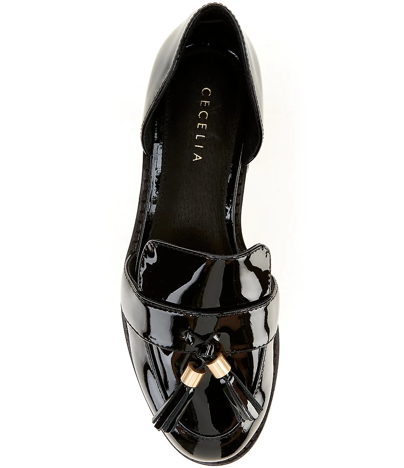 Cecelia New York Linear Patent Leather Tassel d'Orsay Flats