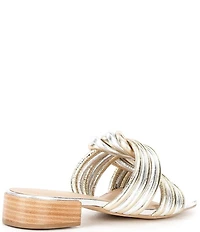 Cecelia New York Liv Metallic Knot Detail Block Heel Slide Sandals
