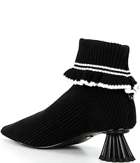 Cecelia New York Mandy Ribbed Knit Ruffle Trim Booties