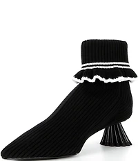 Cecelia New York Mandy Ribbed Knit Ruffle Trim Booties