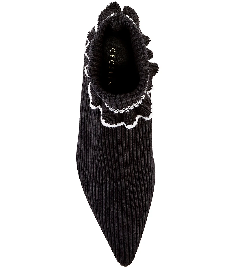 Cecelia New York Mandy Ribbed Knit Ruffle Trim Booties