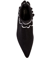 Cecelia New York Mandy Ribbed Knit Ruffle Trim Booties