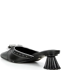 Cecelia New York Merry Leather Bow Flared Heel Mules