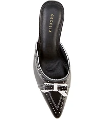Cecelia New York Merry Leather Bow Flared Heel Mules