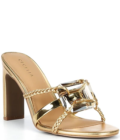 Cecelia New York Mina Block Heel Gem Dress Mules