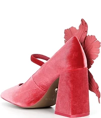 Cecelia New York Mislead Flower Velvet Block Heel Mary Jane Pumps