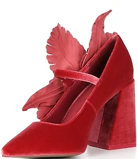Cecelia New York Mislead Flower Velvet Block Heel Mary Jane Pumps