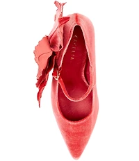 Cecelia New York Mislead Flower Velvet Block Heel Mary Jane Pumps