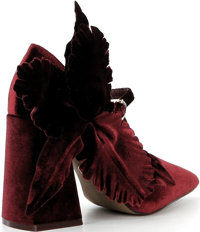 Cecelia New York Mislead Flower Velvet Block Heel Mary Jane Pumps