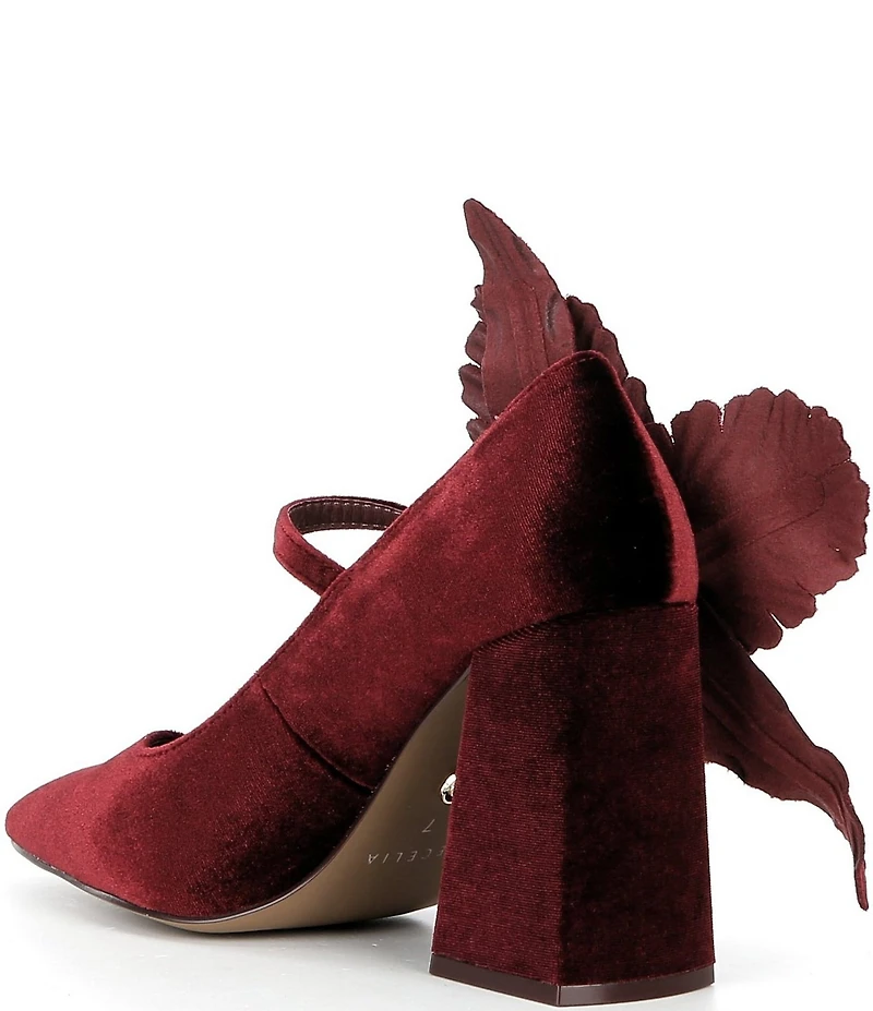 Cecelia New York Mislead Flower Velvet Block Heel Mary Jane Pumps