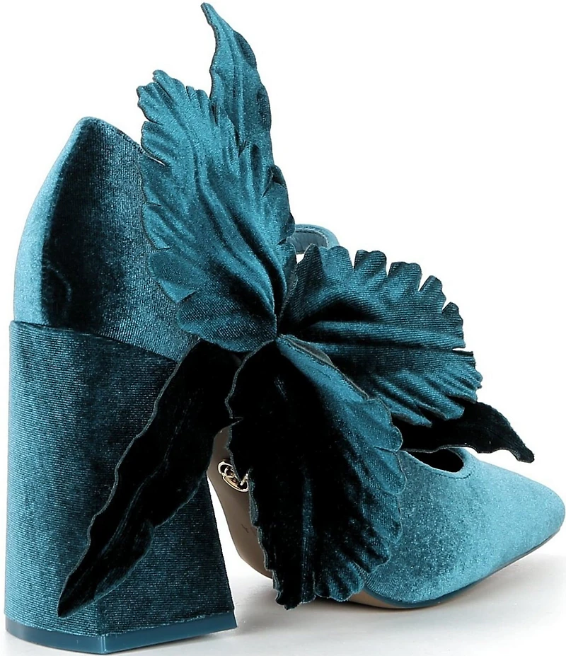 Cecelia New York Mislead Flower Velvet Block Heel Mary Jane Pumps