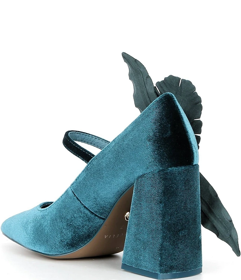 Cecelia New York Mislead Flower Velvet Block Heel Mary Jane Pumps