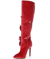 Cecelia New York Monica Flower Velvet Tall Stiletto Boots
