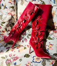 Cecelia New York Monica Flower Velvet Tall Stiletto Boots