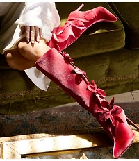 Cecelia New York Monica Flower Velvet Tall Stiletto Boots