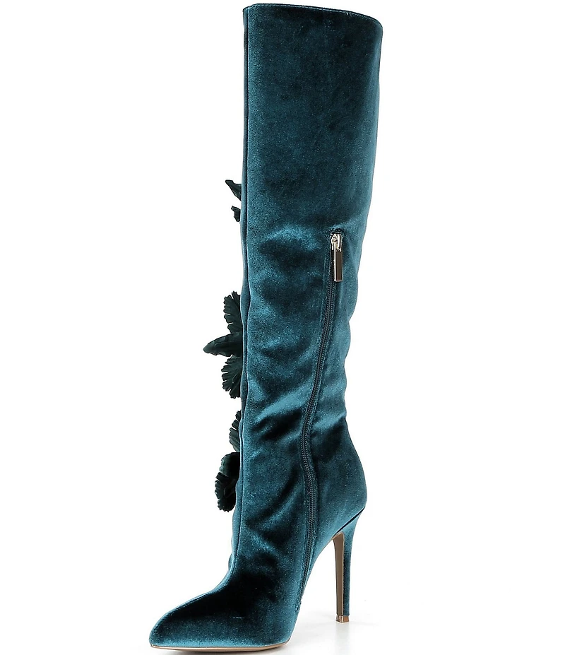 Cecelia New York Monica Flower Velvet Tall Stiletto Boots