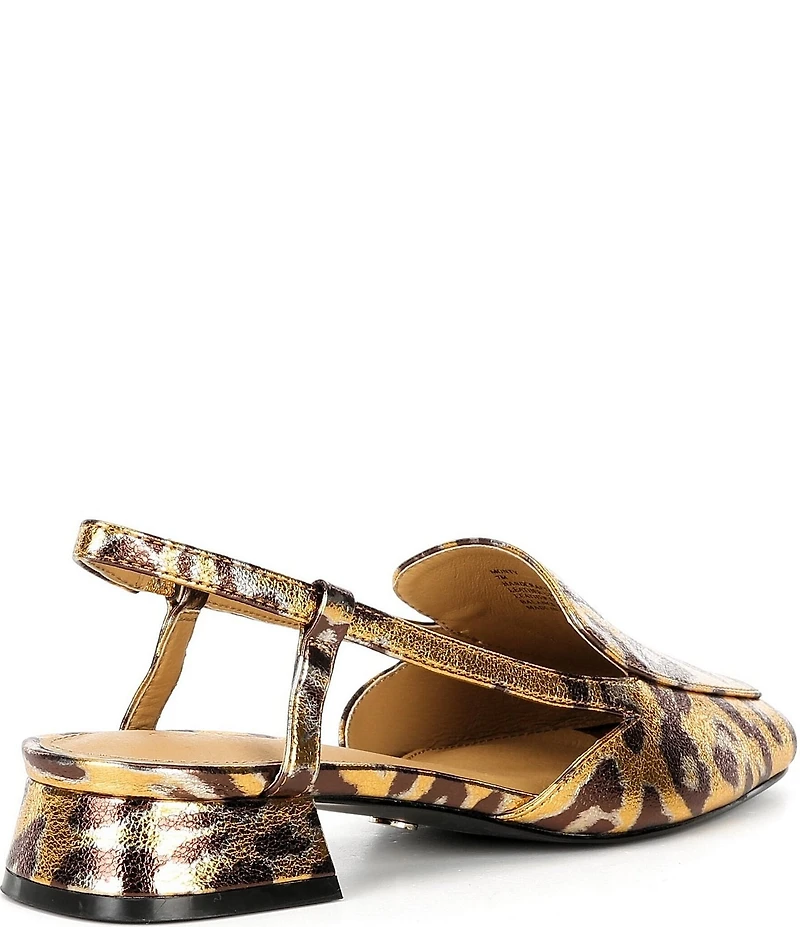 Cecelia New York Monty Leopard Print Patent Leather Slingback Peep Toe Loafers