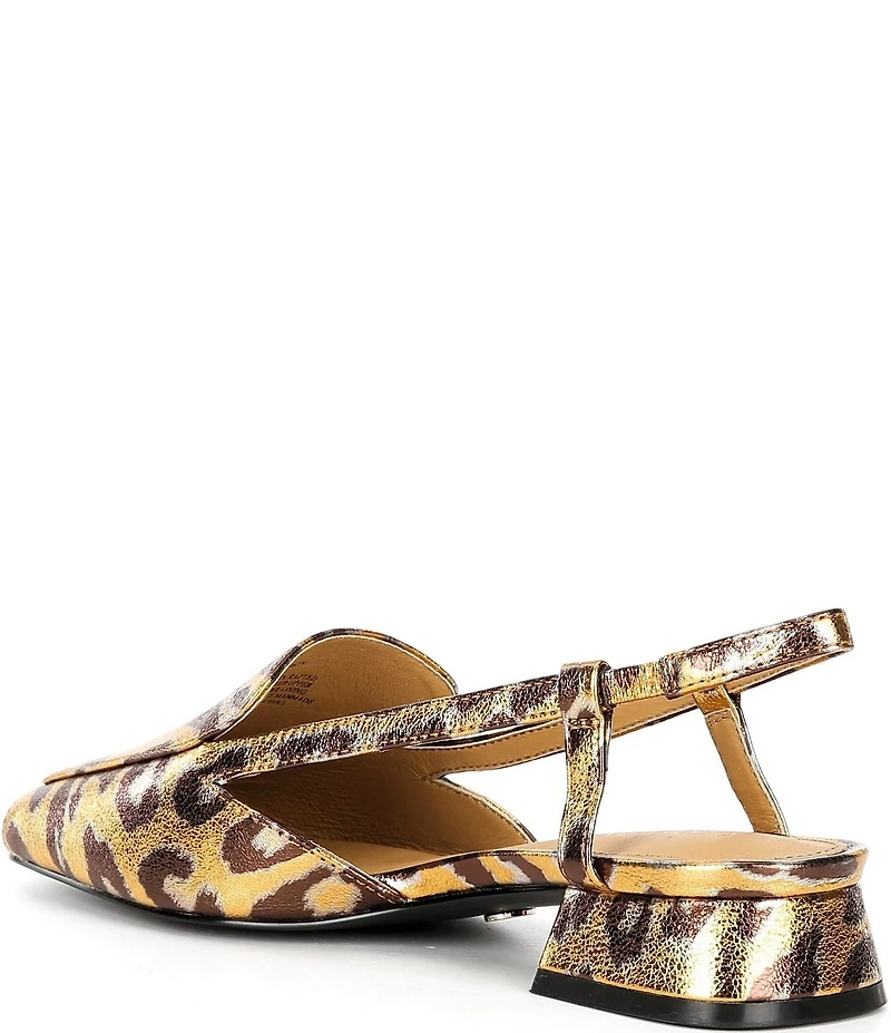 Cecelia New York Monty Leopard Print Patent Leather Slingback Peep Toe Loafers