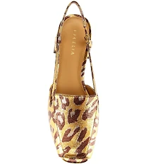 Cecelia New York Monty Leopard Print Patent Leather Slingback Peep Toe Loafers