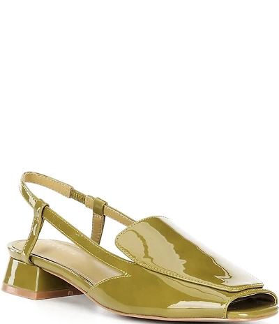 Cecelia New York Monty Patent Leather Slingback Peep Toe Loafers