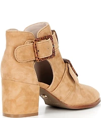 Cecelia New York Niles Suede Snake Buckle Hardware Cutout Booties