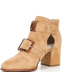 Cecelia New York Niles Suede Snake Buckle Hardware Cutout Booties