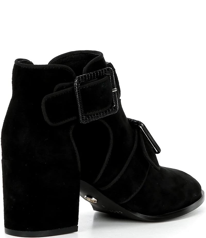 Cecelia New York Niles Suede Snake Buckle Hardware Cutout Booties